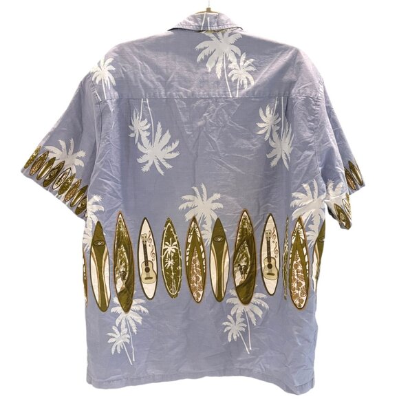 Mens Hawaiian Surfboard Print Blue Short-Sleeve Shirt Ali'i Fashions 2X - Picture 4 of 8